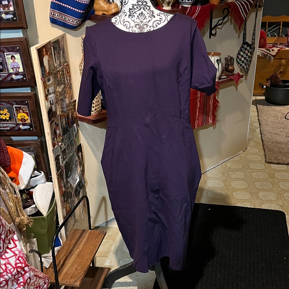 Lands' End Women's Midi Dress in Deep Purple